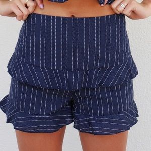 Navy Blue Ruffled Shorts
